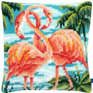 Broderi-kit: Pude, Flamingoer