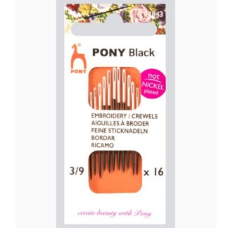 PONY Black Broderinåle sortiment 16 stk. str. 3/9
