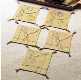 Sashiko-kit: Coasters, Dragonflies